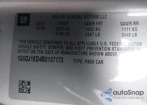 2011 Cadillac Cts Performance z USA, uszkodzony, nr VIN 1G6DJ1ED4B0137173